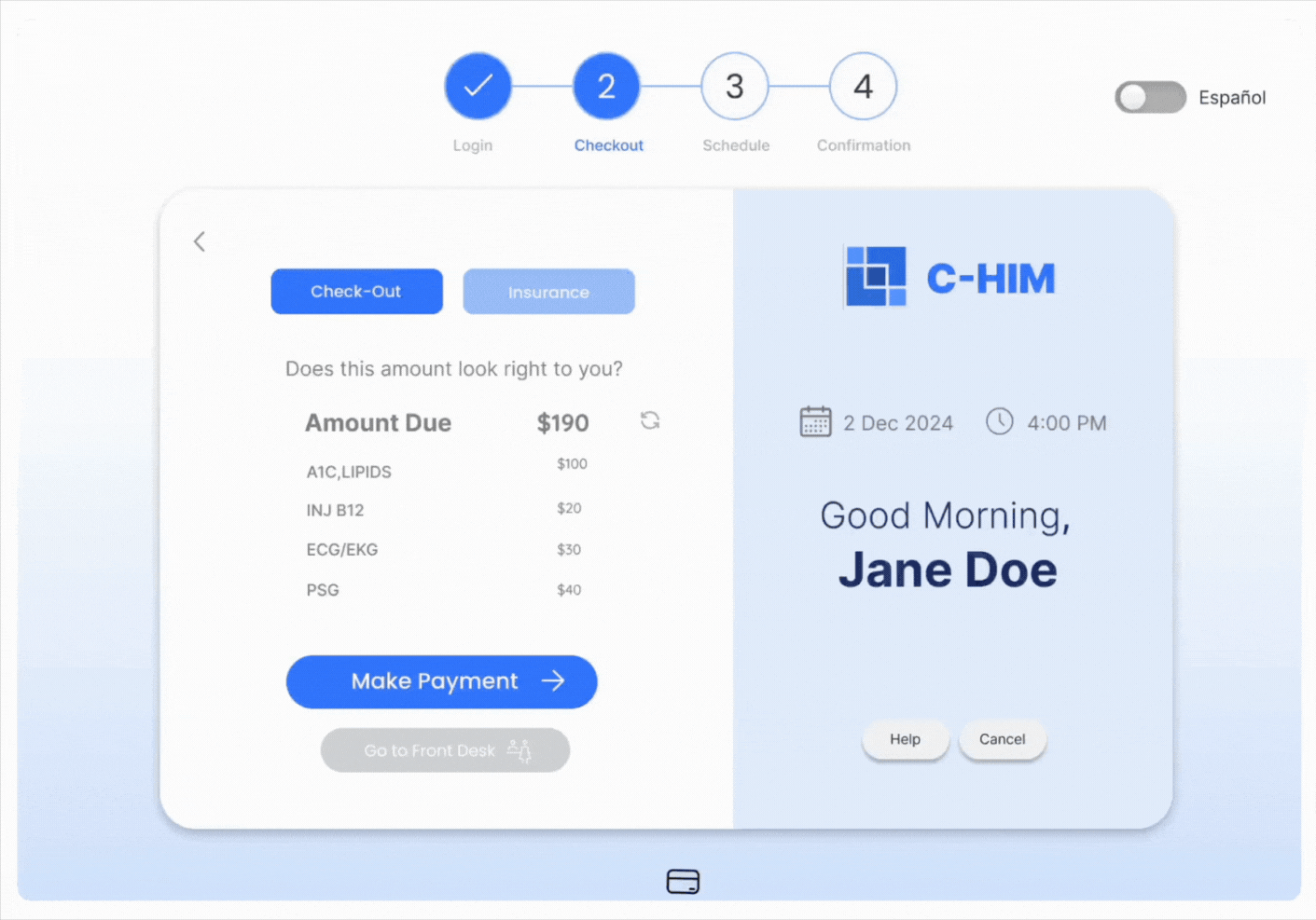 Patient Check-In Kiosk Interface