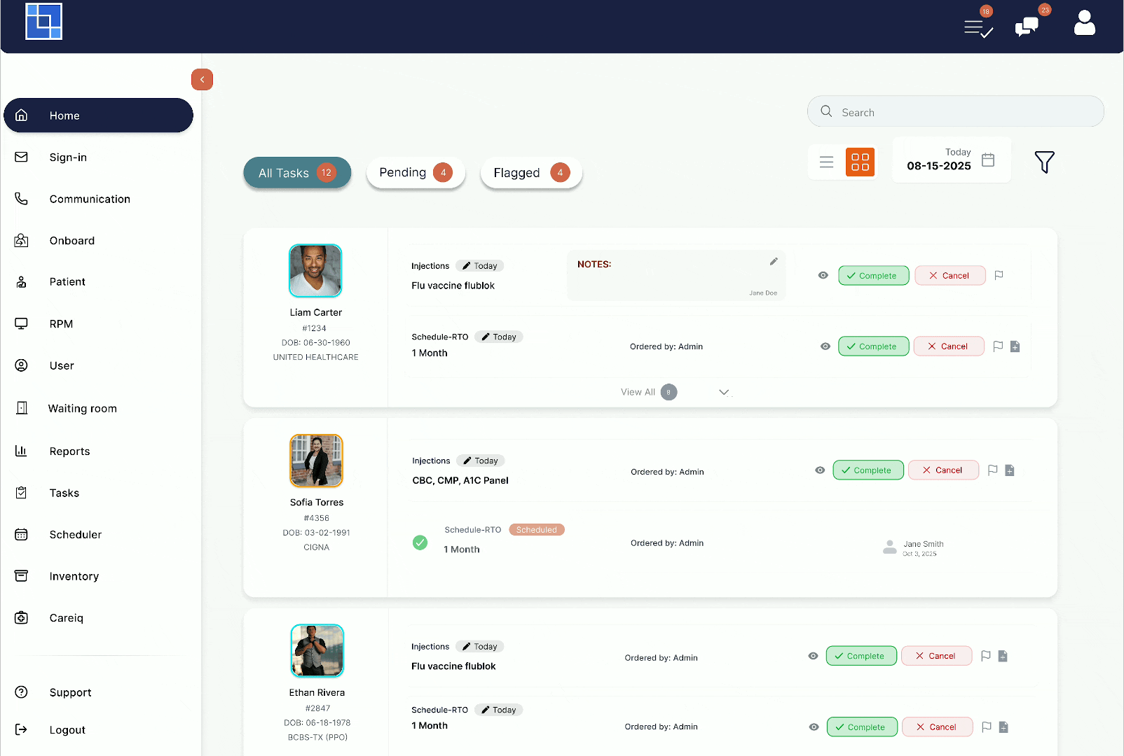 Orders & Task Completion Interface